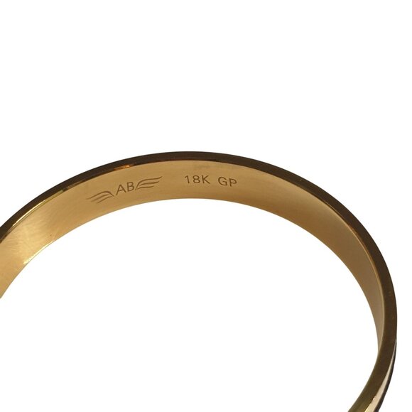 Ashley Bridget 18K Gold Plated Bangle Bracelet Black Hair Tie Designer Mom Gift - Picture 2 of 5
